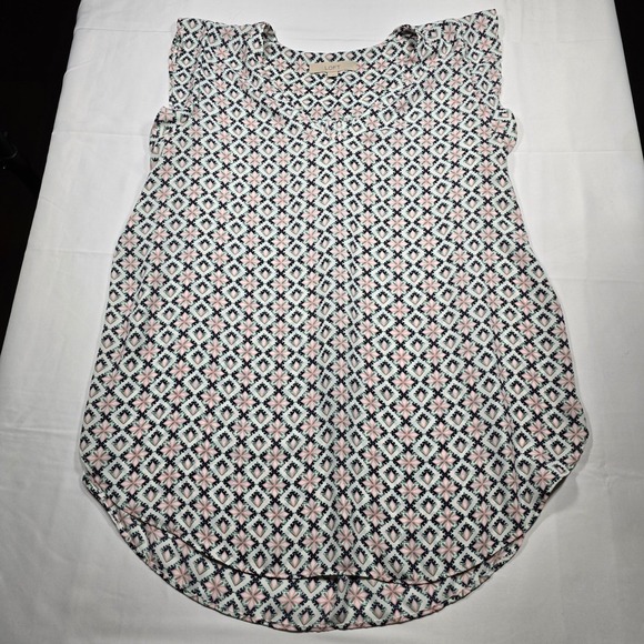 LOFT Tops - LOFT Women's L Floral Geometric Sleeveless Blouse Career Office Cottagecore‎